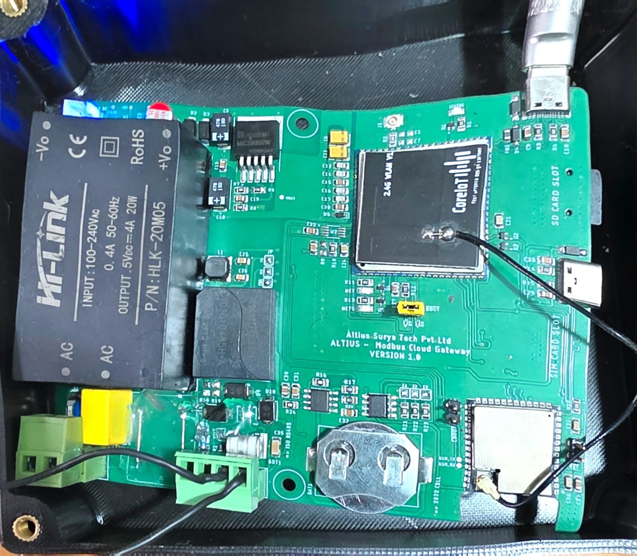 Annotated EC200U Modbus gateway installation