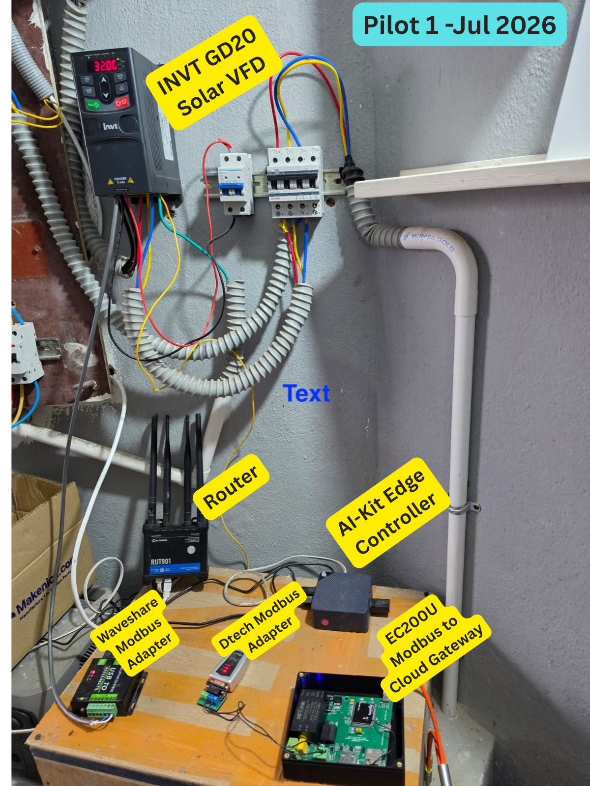 Annotated AI-Kit Pilot-1 solar pump installation